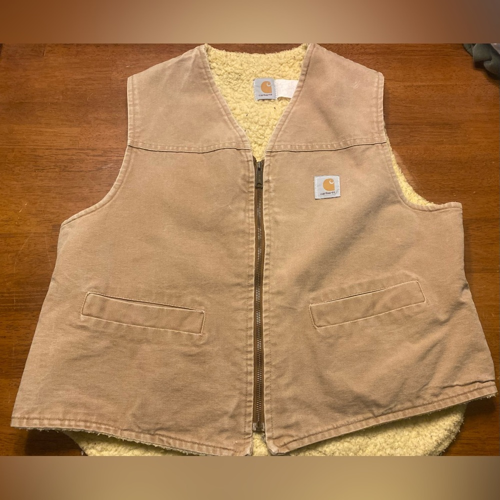 VTG Carhartt Tan Sherpa Lined Vest - Picture 3 of 9
